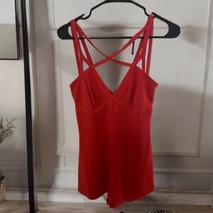 BCBGMaxAzria Red Strappy Jumpsuit